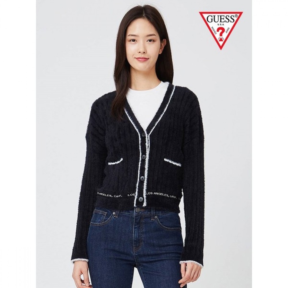 (Guess) レタリングピンカラーセーターカーディガン_スージー YM4S2662