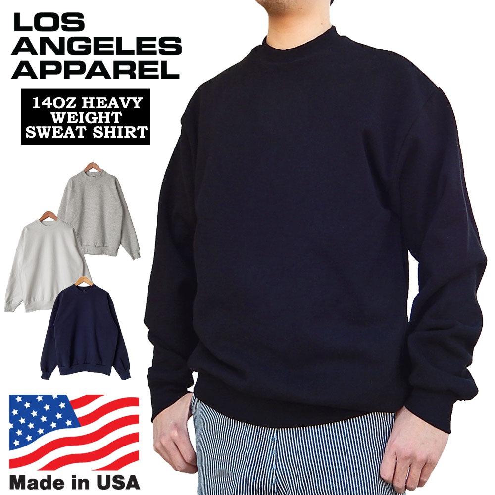 最新エルメス LOS ロサンゼルスアパレル ANGELES ヘビーウェイト 14オンス トレーナー APPAREL パーカー・トレーナー  オプション1:NAVY - flaviogimenis.com.br