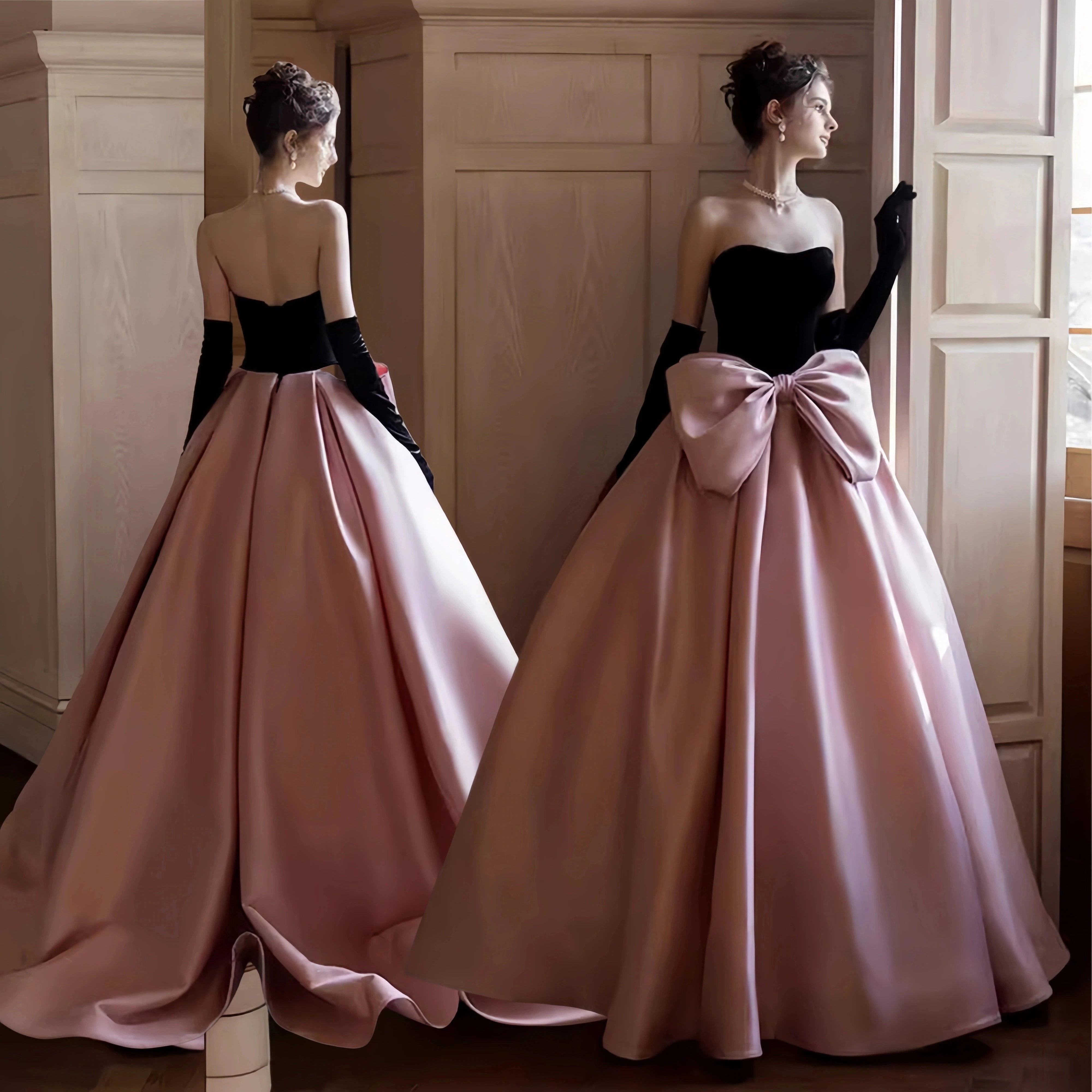 パーティードレス ウェディングドレス花嫁 お呼ばれドレス 大きいサイズ ロングドレス フォーマル ブライズメイドドレス リ 袖なし ボン結び 司会者 結婚式 二次会 披露宴