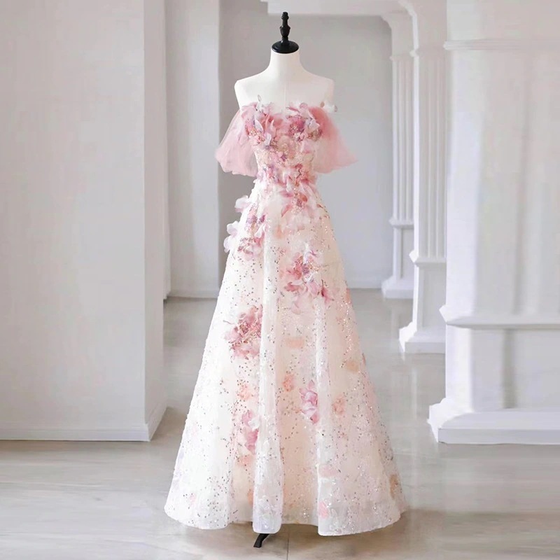 【急速出荷!】ライトウェディングドレス2025お出かけ糸メイン糸スピリット成人式結婚式ワンショルダーホストイブニングドレススカート女性用