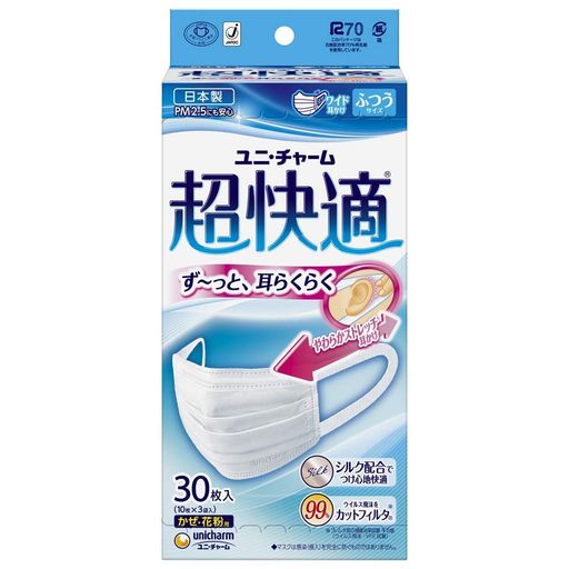 【まとめ買い】(日本製 PM2.5対応)超快適マスク プリ-ツタイプ ふつう 30枚入(UNICHARM)×6個 7,519円