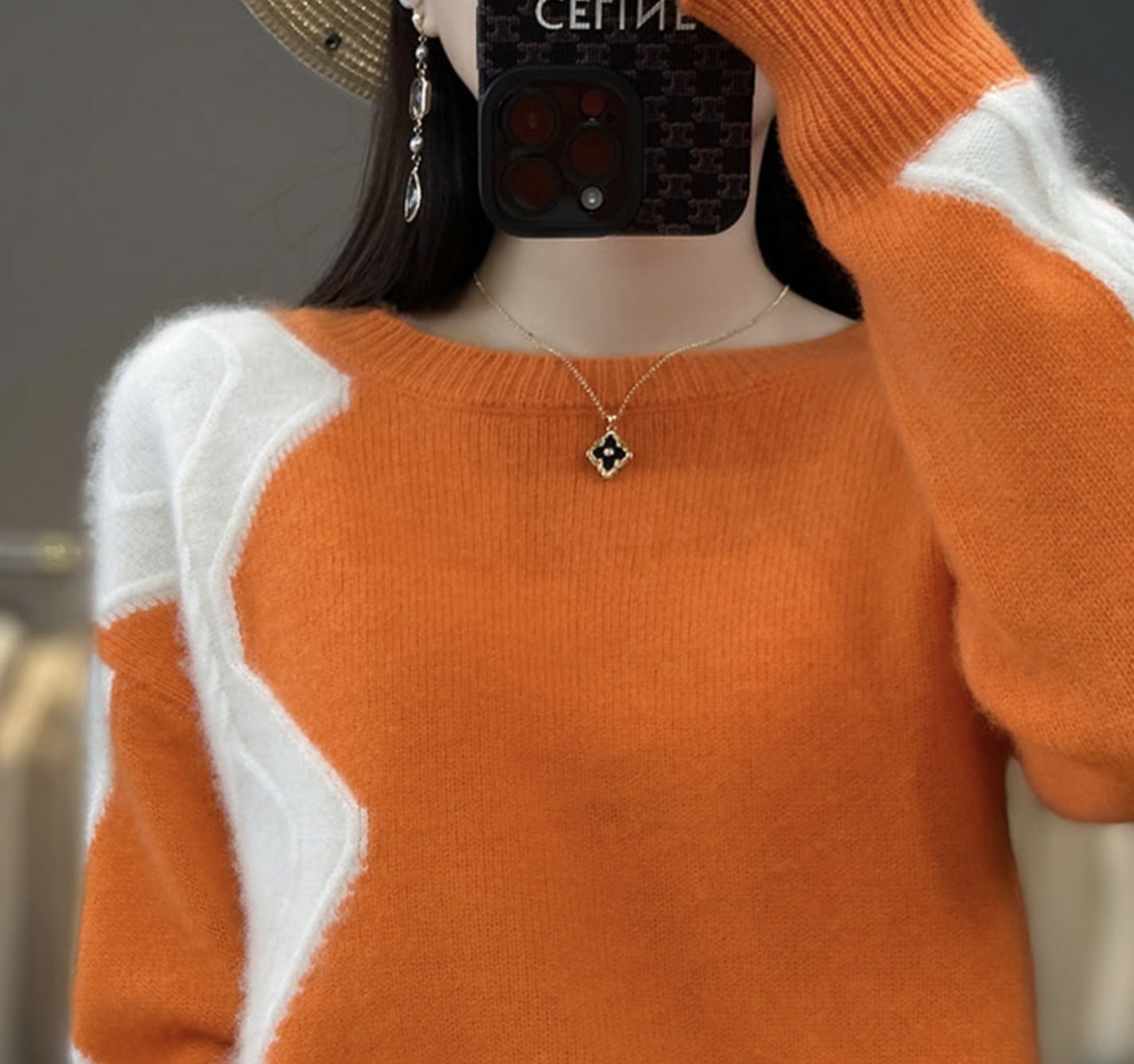 トップス セーター プルオーバー ミディアム丈 ミドル丈 袖あり 長袖 ラウンドネック ストレート ニット きれいめ シンプル カジュアル クール 大人 上品 おしゃれ お洒落 レトロ 大人可愛い