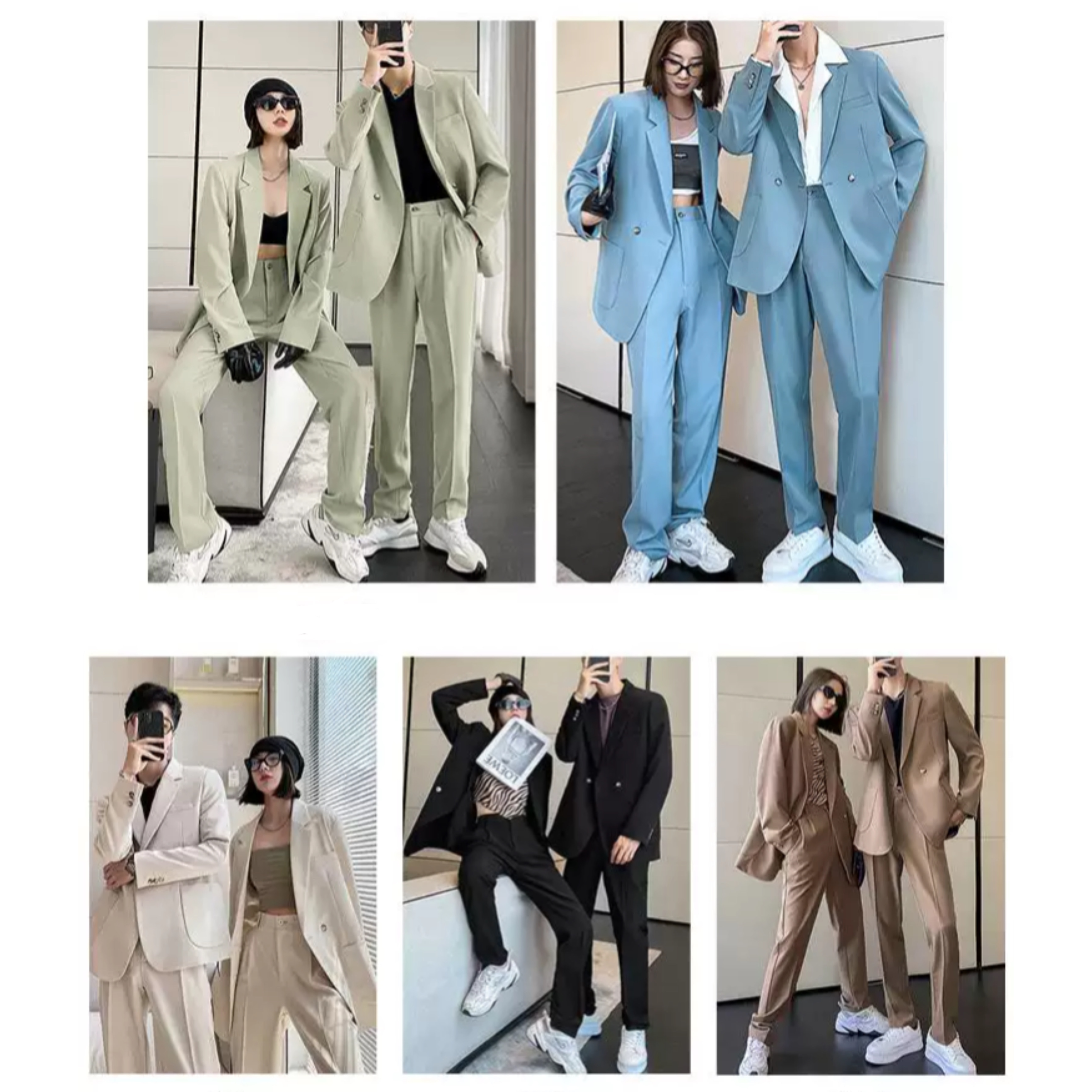 セットアップ トップス ボトムス パンツ デート ジャケット スーツ ストレートパンツ カラーパンツ テーパードパンツ 袖あり 長袖 スリム バックスリット ポケット 前開き ポリエステル 上下セット