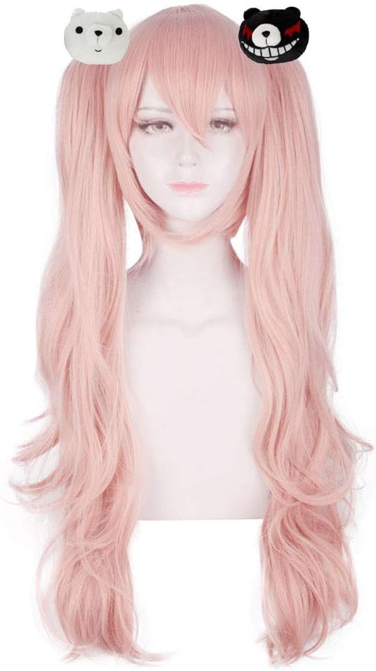 コスプレウィッグダンガンロンパ希望の学園と絶望の高校生江ノ島盾子コスプレウィッグモノクマ髪飾り付きロングペラかつら耐熱長髪耐熱文化祭小物変身30%までに制限