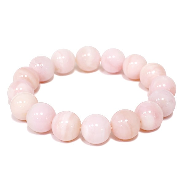 12mm 17cm ピンクオパール ブレスレット (レディースMサイズ) 10月誕生石 天然石