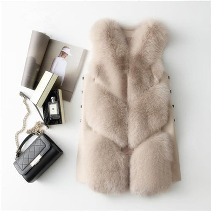 新色が安い 毛皮 ベスト 女性 中長セクション エレガント 新作 模倣キツネの毛皮 環境 ファッション カジュアル スリム 百掛け タンクトップ