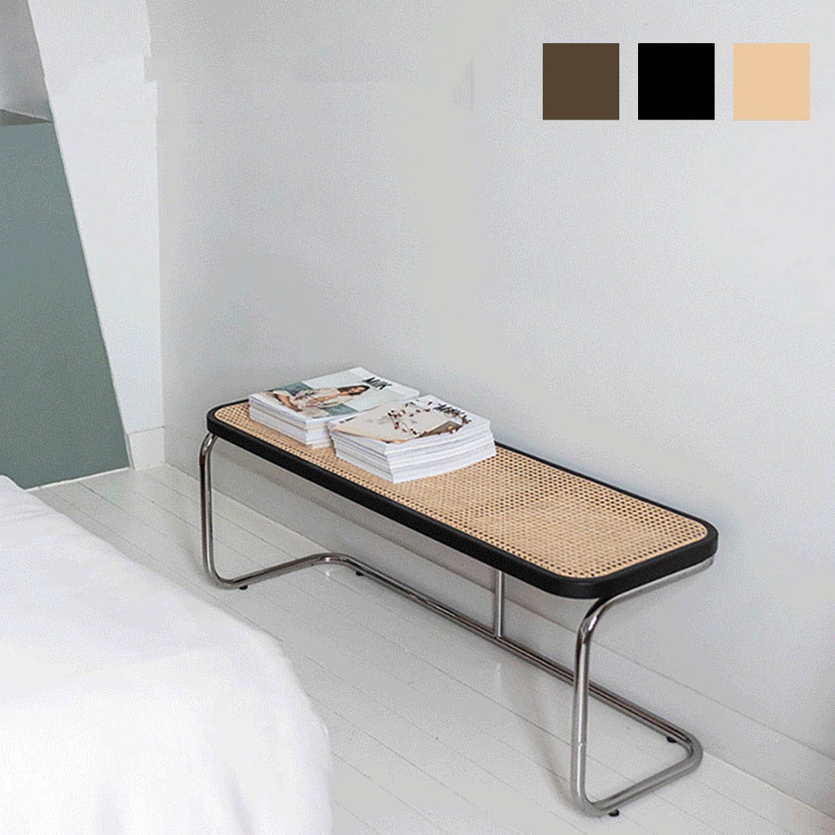 ラタン編み ベンチ チェスカチェア ダイニングベンチ サイドテーブル ベッドサイドテーブル ローテーブル 韓国インテリア