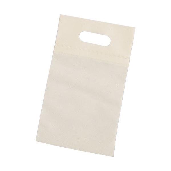 （まとめ）不織布小判抜き手提げバッグ S ベージュ THKB-S-BG 1パック（10枚）[x5]