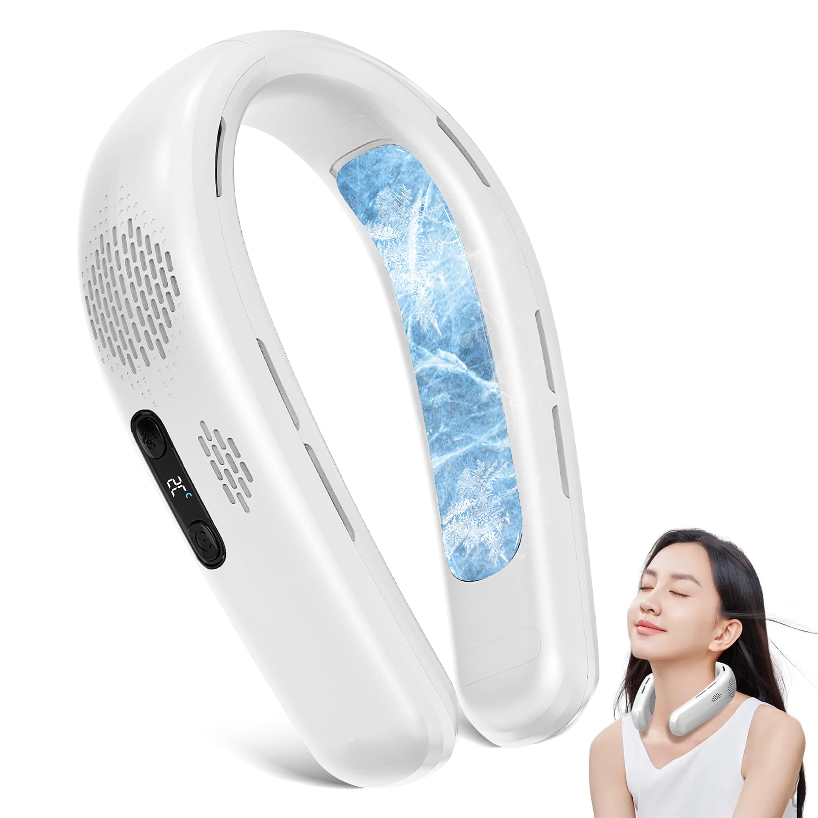 Gohill 首掛け扇風機 ネッククーラー【ダブル冷却プレート LCD液晶ディスプレイ】携帯扇風機 瞬間冷却 3段階風力調節&冷感モード調節 Type-C充電式 4000mAh大容量 長時間持続使用