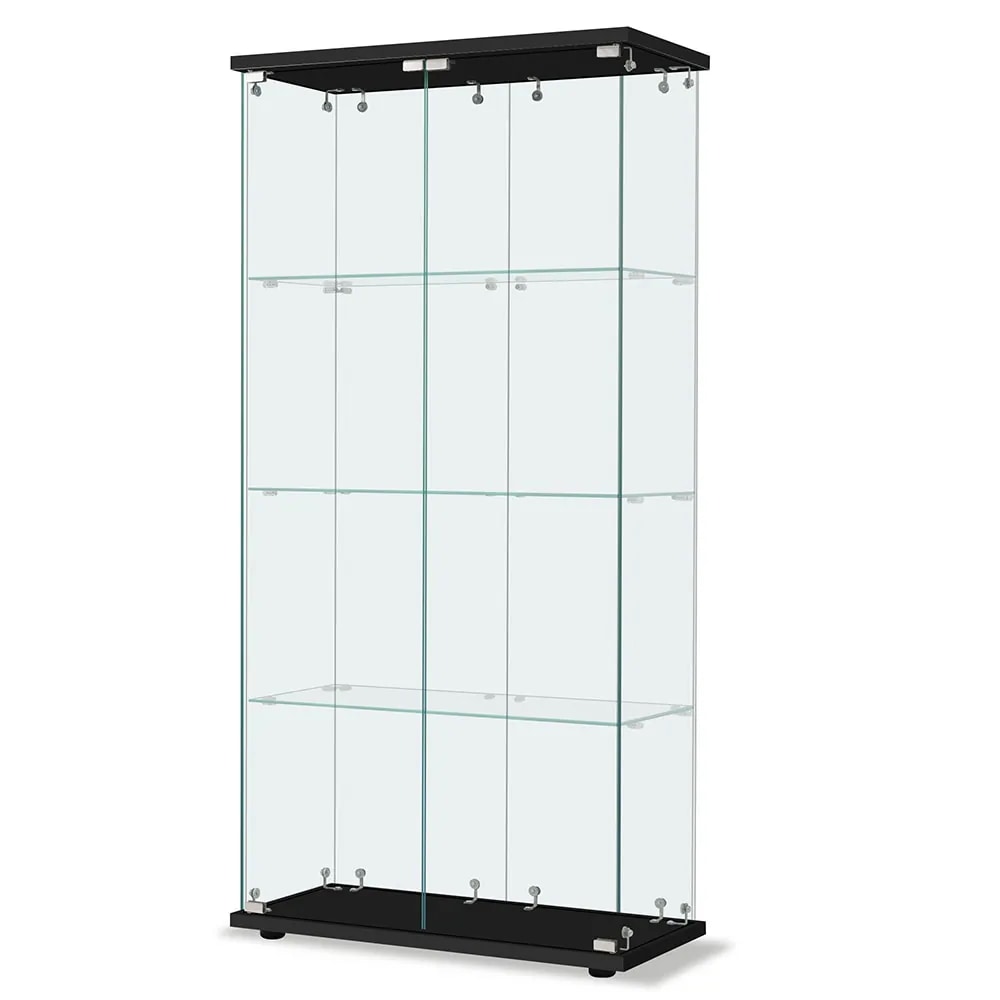 【国内即日発送】コレクションケース 両扉タイプ 大型 ワイドタイプ ガラスディスプレイキャビネット フィギュアケース 4段 強化ガラス 全面ガラス サイズ:幅80.5×奥行36.5×高さ164cm