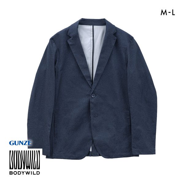 グンゼ BODY WILD テーラードジャケット デニムライク ライトテックメッシュ ストレッチ メ