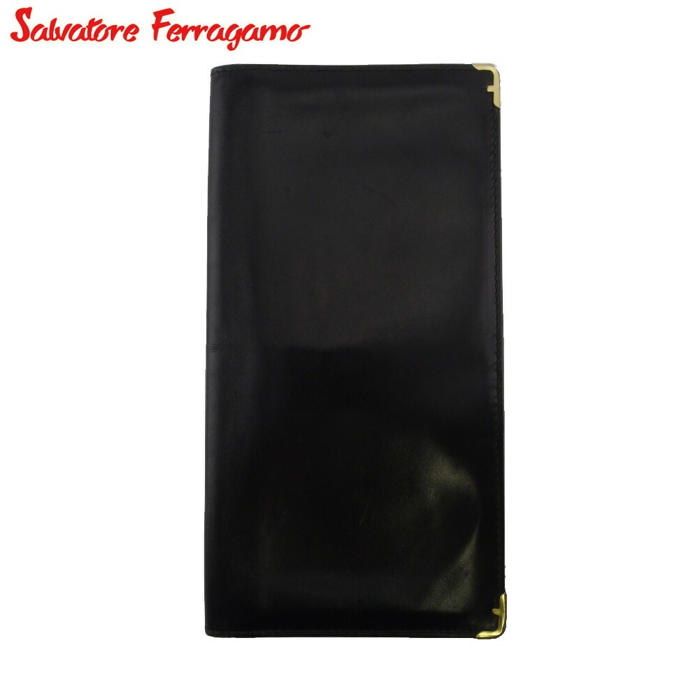 長札入れ 札入れ 角プレート メンズ ブラック ゴールド 中古