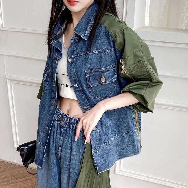 新作 おしゃれ カジュアル コントラストカラー デニム シャツ ジャケット 薄手 着痩せ 気質 トップス 日焼け止め 薄手アウタージャケット 夏 uvカット カーディガン 5,743円