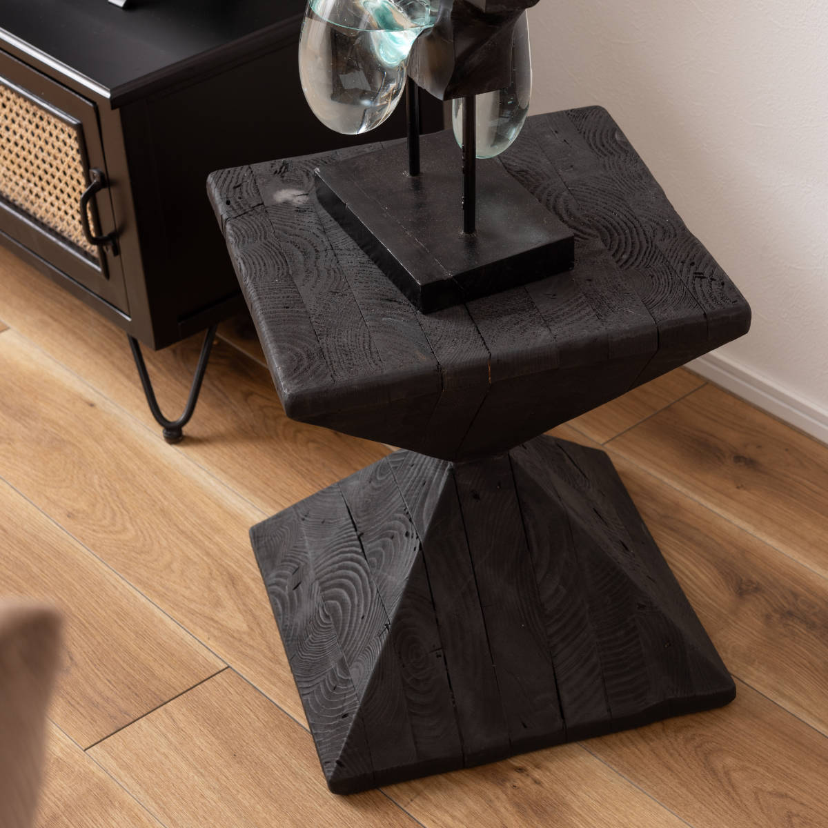 サイドテーブル 高さ40cm 天然木 古材 木製 ナイトテーブル リビング 玄関 インテリア 北欧風 ヴィンテージ調 ミニテーブル ソファ ベッド 横 テーブル