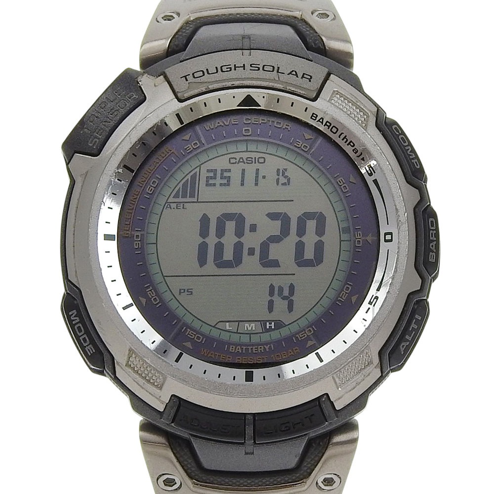 PRO TREK PRW-1300TJ 腕時計 ステンレススチール クオーツ デジタル表示 メンズ 中古品
