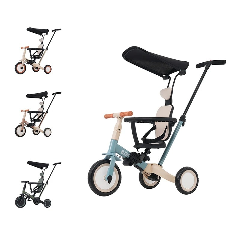 【国内即日発送】子供用三輪車 5in1自転車 オリジナル 押し棒付き 安全バー付き サンシェード付き