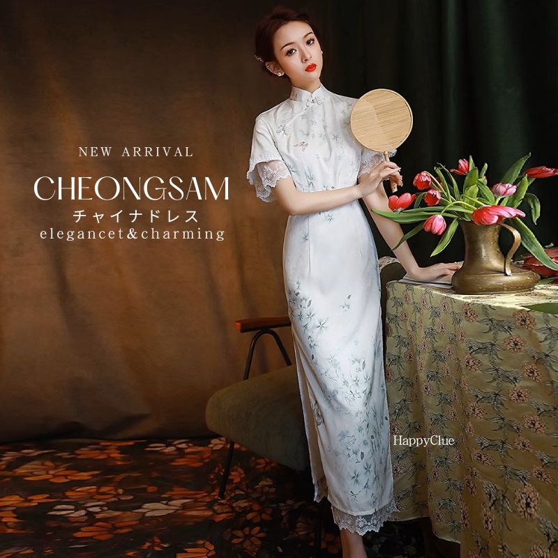 パーティードレス 古典 中華風 ワンピース レース スリット チャイナドレス 立ち襟 セクシー チャイナ風 ロングドレス 二次会ワンピース 半袖 春 夏 レディース 30代40代 披露宴 結婚式 フォ 6,564円