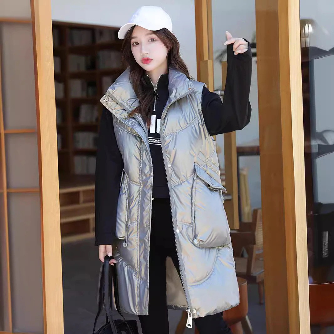 レディースベスト 秋冬　ダウンベスト レディース　中綿ベスト 撥水 ポケット付き ロング丈 ダウンジャケット アウター トップス 暖かい 防風防寒