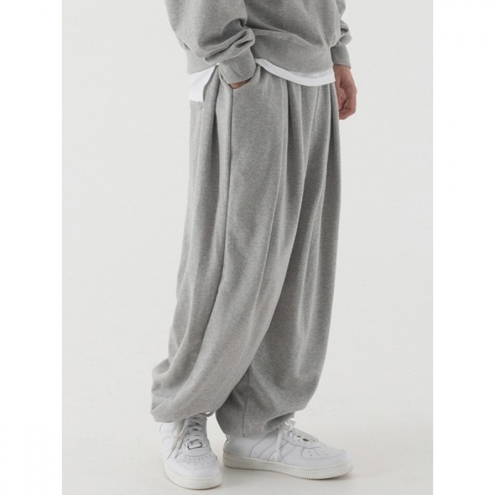 (Pianer) プリーツワイドジョガースウェットパンツ (メランジ)