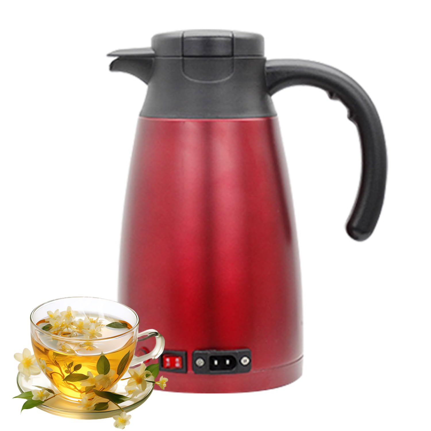 「1.3L大容量&DC12V/24V」 MACOLAUDER カー電気ケトル 100℃ 車載電気ポット 車用電気ケトル 車用ポット 車用湯沸し器 常に沸かす・保温モード ステンレス製 小型車トラック兼