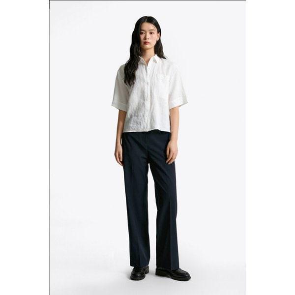 T22F3WSH093WT1 ボクシー クロップ リネン シャツ