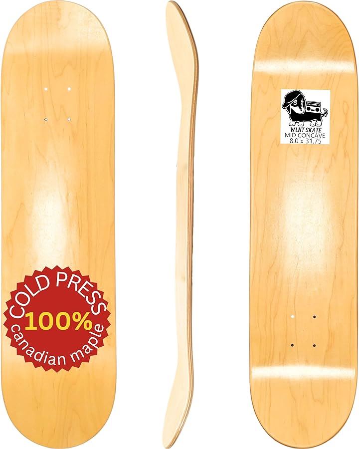 WalnutSkate スケボー デッキ ブランクデッキ 7層 Skateboard Deck(WOOD, 7.75 インチ)