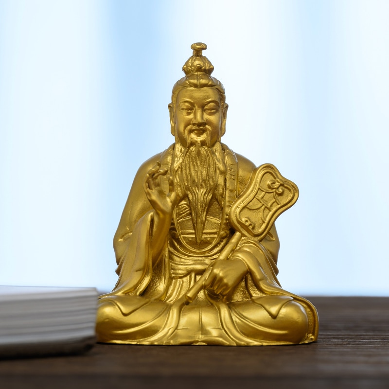 手作 太上老君像 金色の長寿と繁栄の象徴家庭やオフィスで平和と福を招く強力な守護者