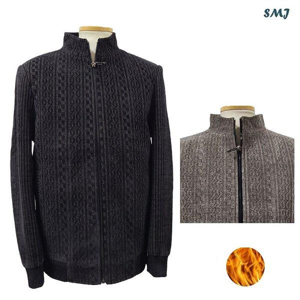 SMJ1679 メンズ起毛ニットジャケット 中年男性 ベルベットジャケット 冬