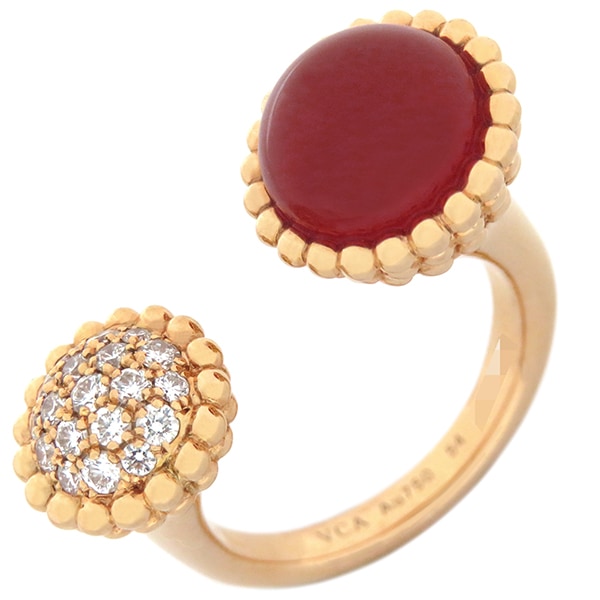 ヴァンクリーフアーペル Van Cleef & Arpels リング 指輪 ペルレ クルール アントレ レ ドア K18PG ダイヤモンド カーネリアン ローズゴールド #54(JP14) ピンク指輪
