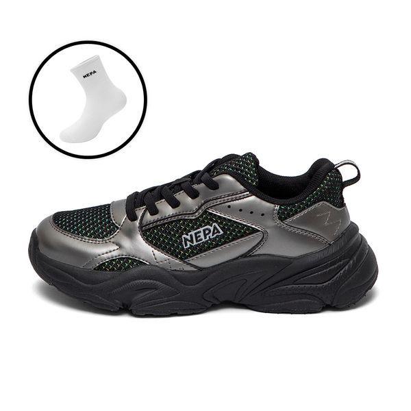 キッズレーベル ランニングシューズ 靴下セット ブラック NE6SS54BLK YM_P424800512