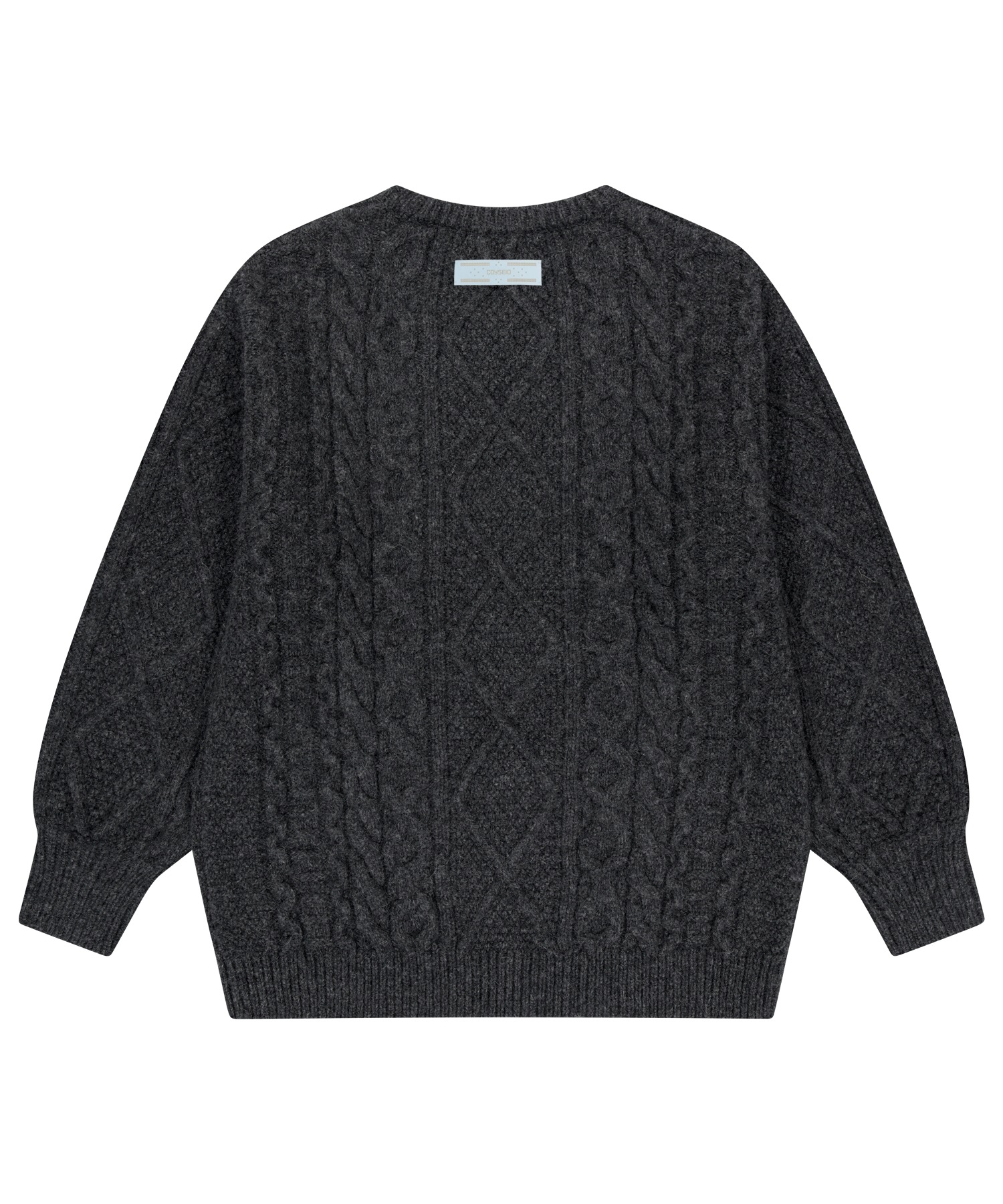 【COYSEIO】 POMPOM CABLE KNIT : CHARCOAL