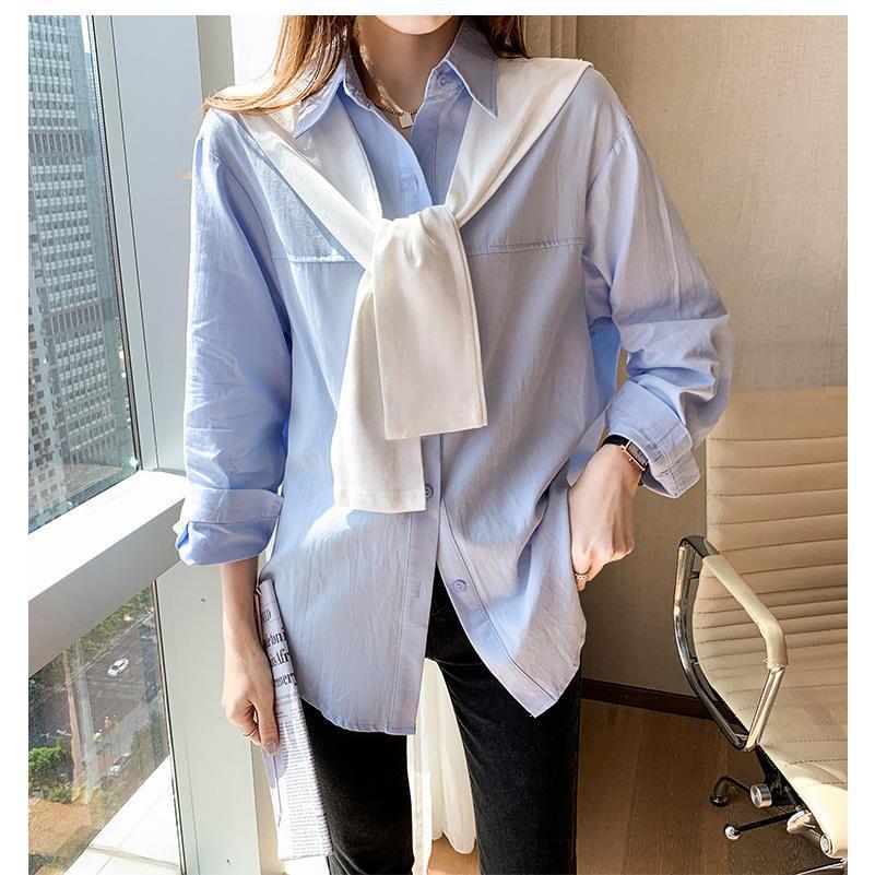 春 秋物 シャツ ブラウス レディース 春 夏 長袖 トップス オシャレ ホワイト ブルー 上品 オフィス 通勤 大人 OL