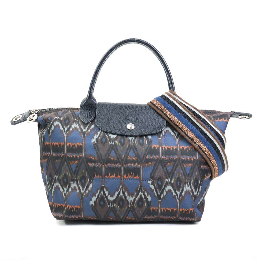 ロンシャン Longchamp ハンドバッグ ショルダーバッグ ナイロン/レザー ネイビー系 レディース 55784g