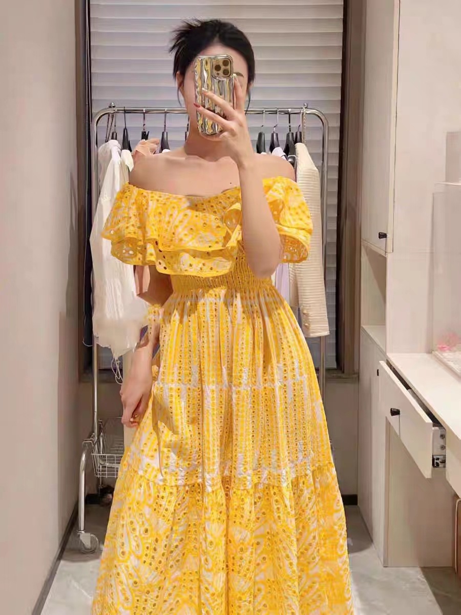 ティーブレイクフレンチイエローのワンショルダードレス高級感のある新しい女性の小さなスカートRL61 5,659円