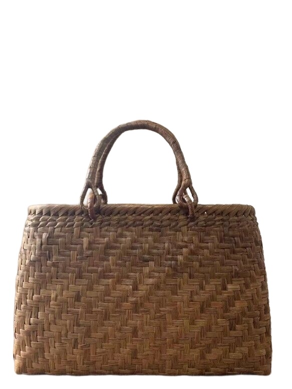 山葡萄 山葡萄かごバッグ 手作り 籠バッグ 網代編み 定番 内布あり ゆかたバッグ 和服バッグ レディースバッグ (約)幅32本体高さ21.5マチ10cm