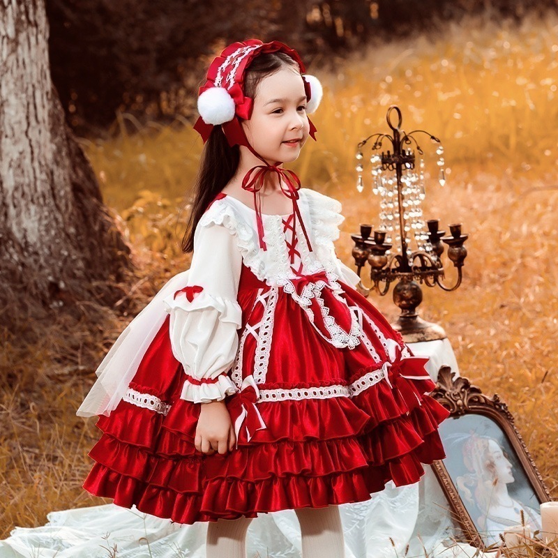 2025秋冬新作女の子ロリータロリータプリンセスドレス毎年恒例の韓国ベルベットベルベットスカート