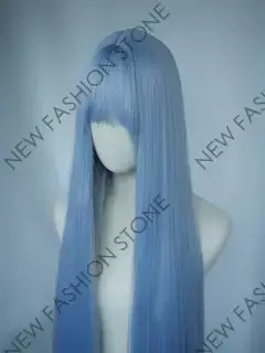 ウィッグブルーロングストレートオールイン-27