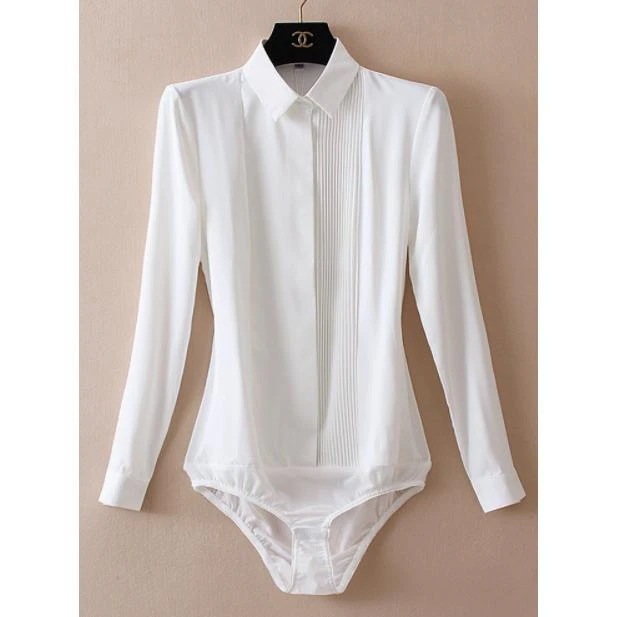 【急速出荷!】【制服標準装備】ボディシャツ シャツ レディース 長袖 ブラウス ビジネス オフィス フォーマル フィット ボディーブリファー OL クロッチ付 ホワイト