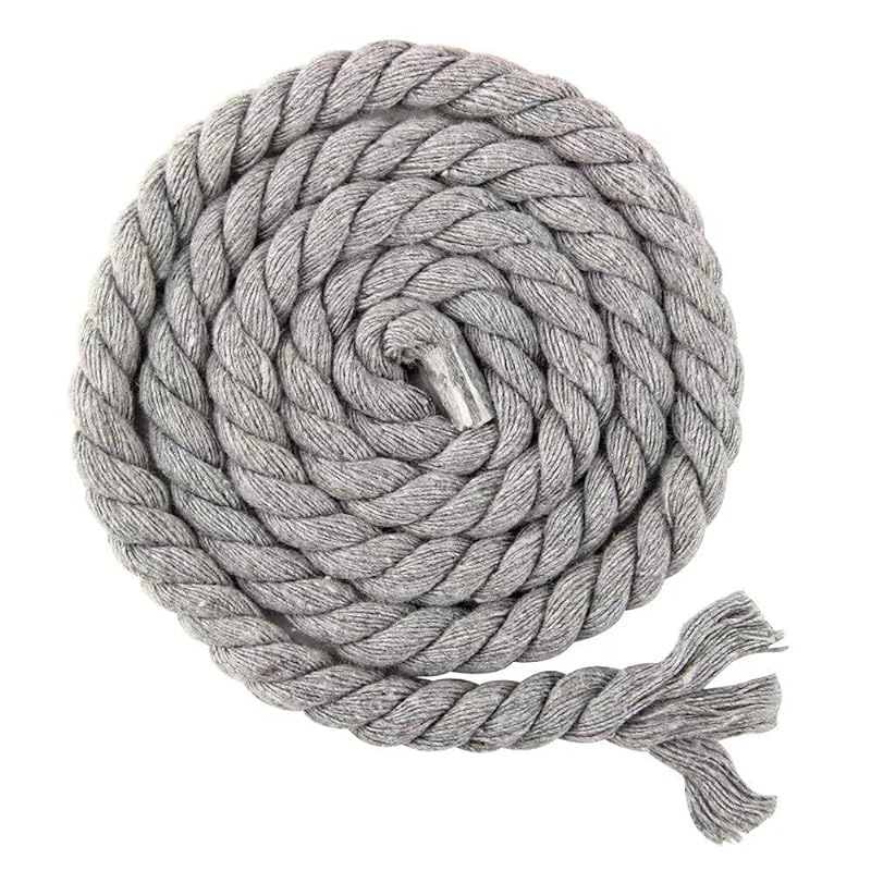 カラー綿ロープ 直径8mm/10mm/12mm/20mm 綿ロープ3ツ打 10M/20M 柔らか 太い 手芸用 天然 コットンロープ 手作り インテリア 飾り DIY (グレー 10mm/20M)