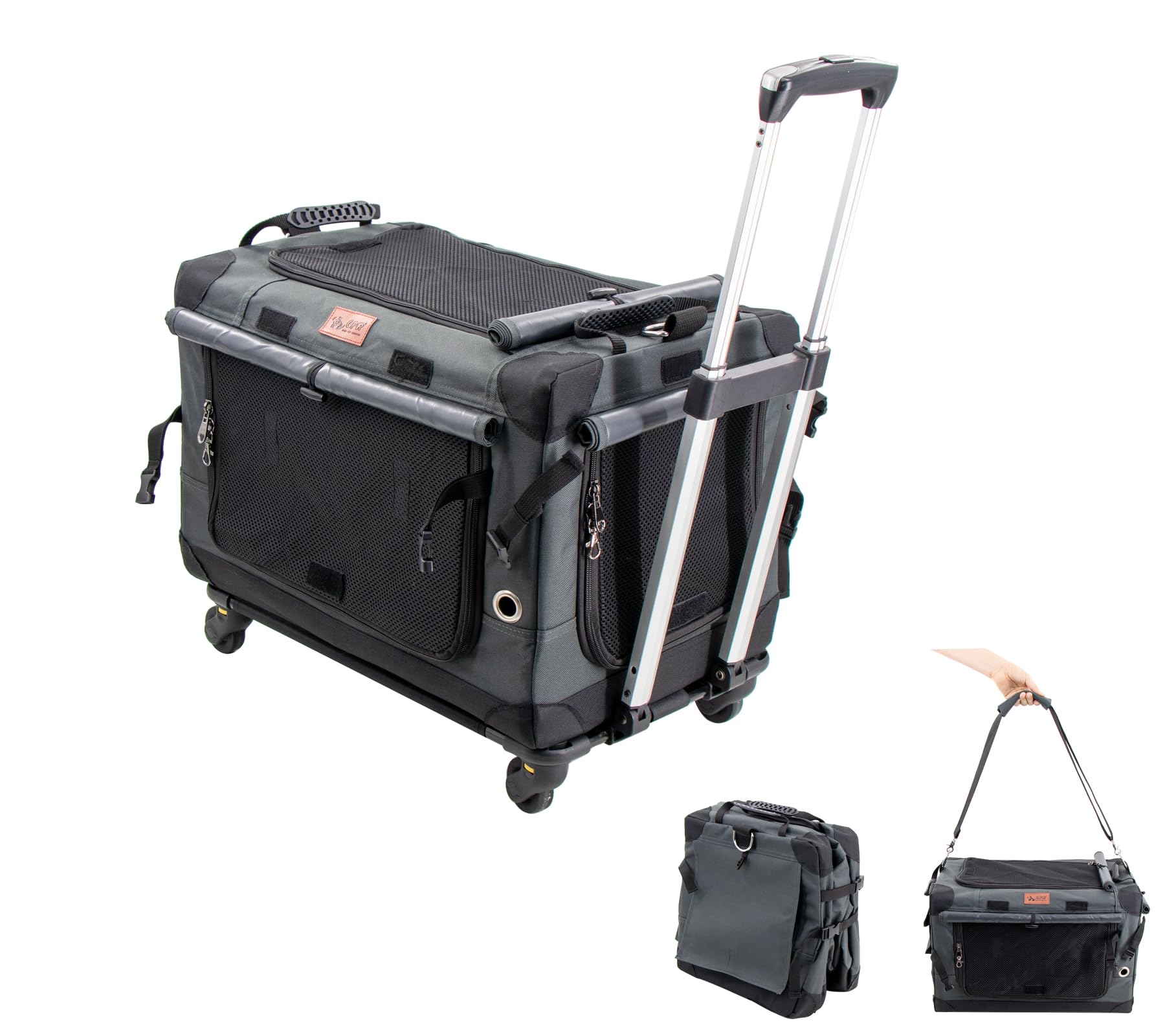 GPR 次世代 3WAYペットキャリーコンテナ キャリーカート 分離で使用可能 カバー丸洗い 静音キャスター 折りたたみ収納 900Dオックスフォード 三面メッシュ 小型犬 猫 小動物 耐荷重15kg