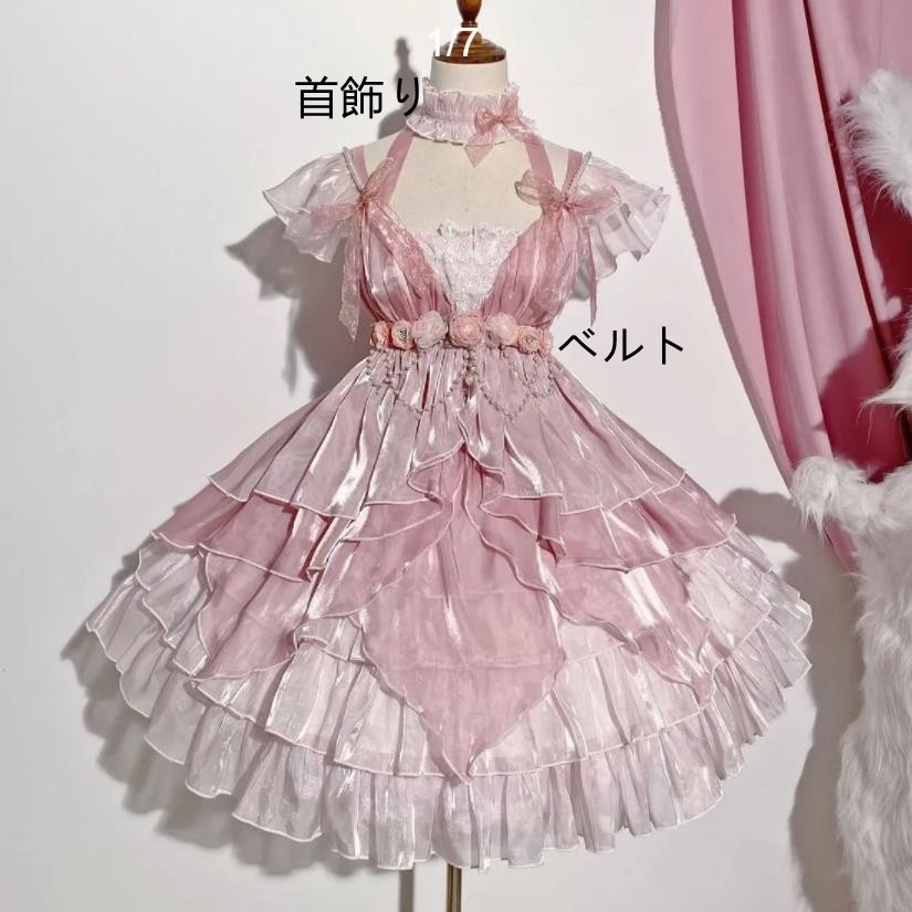 2024夏/新発/数量限定/Lolita系　花姫ドレス/ワンピース　OP　ドレス　日常　写真　舞台　変装/ロリータ トップス 萌え レディース ゴスロリ ロリータファッション　変装　トップス 吊りスカ 5,543円