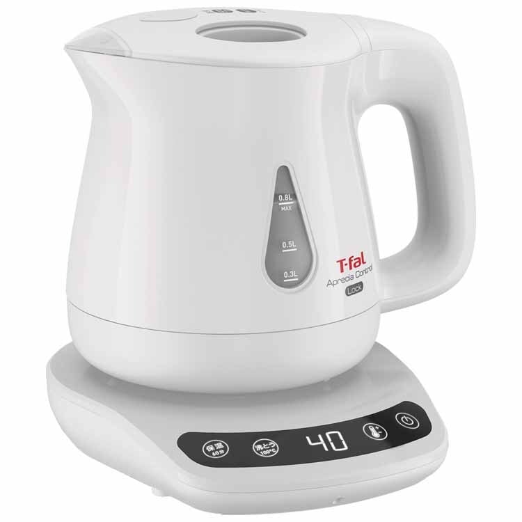 電気ケトル 0.8L ティファール ケトル 温度調節 保温 T-fal アプレシア ロック コントロール ホワイト KO8401JP (D)　メガ割