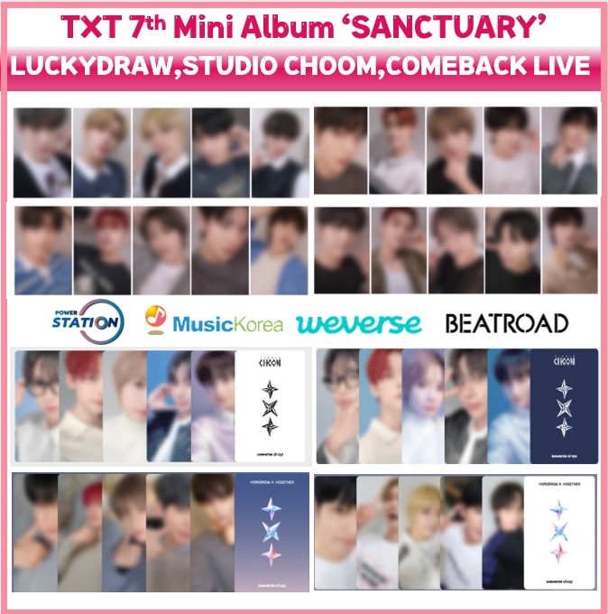 [Luckydraw,Studio Choom Gift, Comeback Live] TXT Photocard 5EA SET 8 Types / 7th Mini Abum Sanctuary