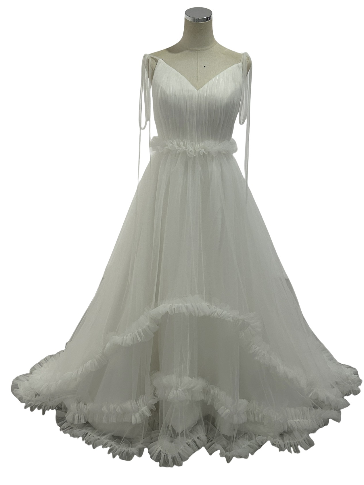 ウエディングドレス 2次会/合コン/デート オフホワイト ラッフルフリル キャミソール 前撮り 可愛い 28,574円