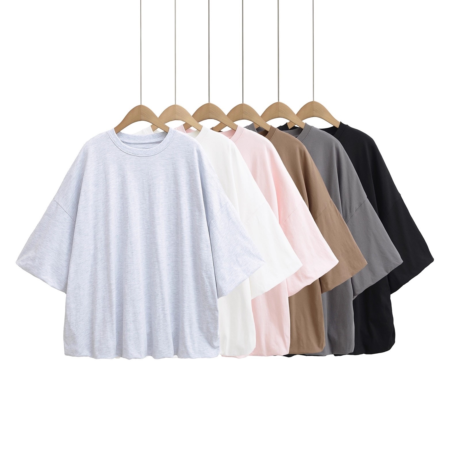 レディース トップス 部屋着 Tシャツ ドロップショルダー バルーン袖 ラウンドネック 襟なし ワイド オーバーサイズ ストリート かわいい 大人可愛い シンプル おしゃれ ラフ メンズライク