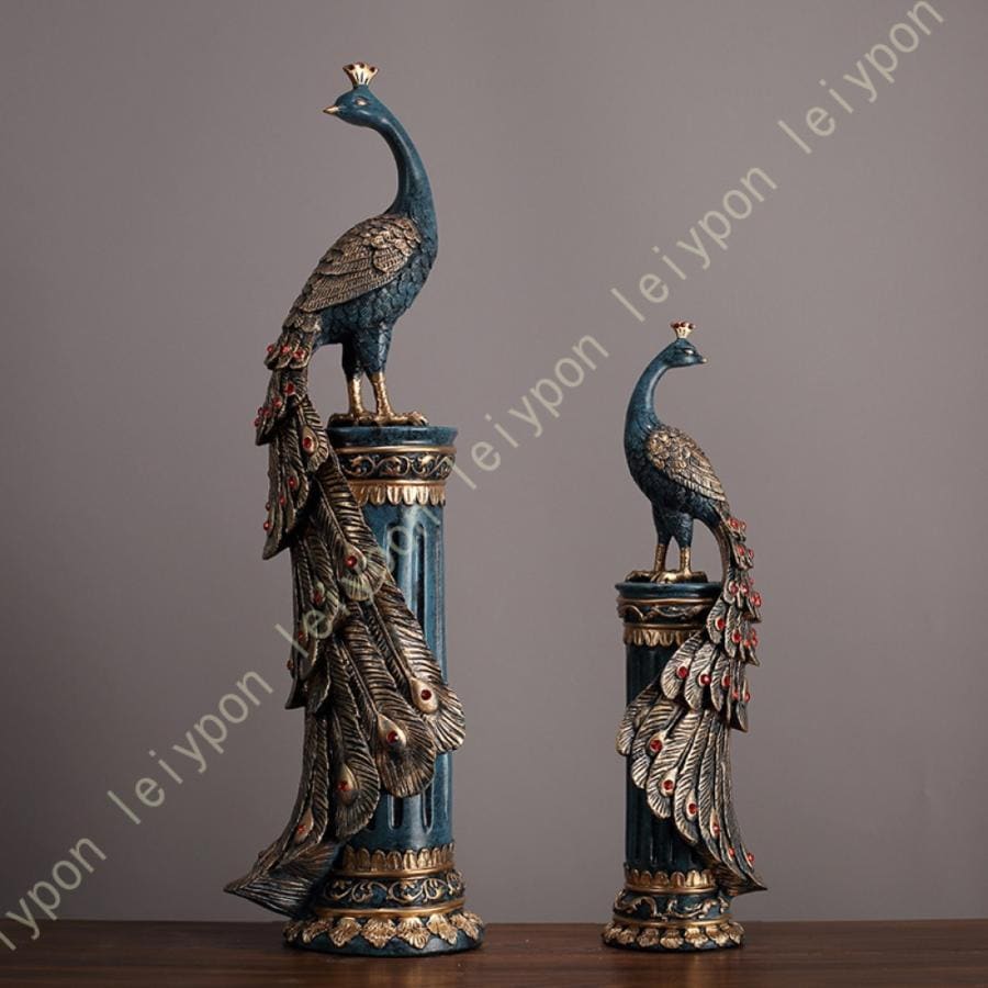 孔雀 彫刻品 現代彫刻 置物 オブジェ 飾り物 モダン アート オブジェ インテリア 風水グッズ リビングルーム デコレーション ヨーロッパ風 ホームインテリア