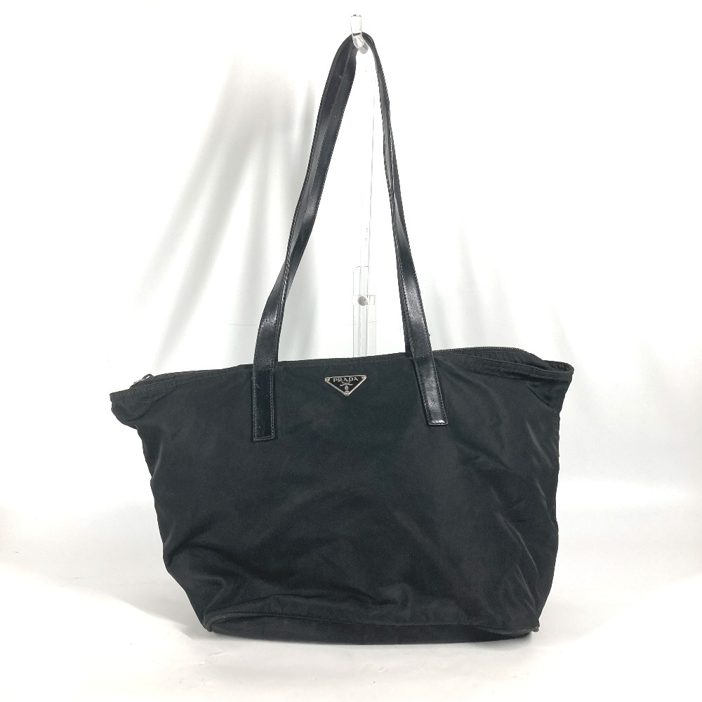 ショルダーバッグ トライアングルロゴ 三角ロゴ プレート カバン トートバッグ 肩掛け ナイロン ブラック