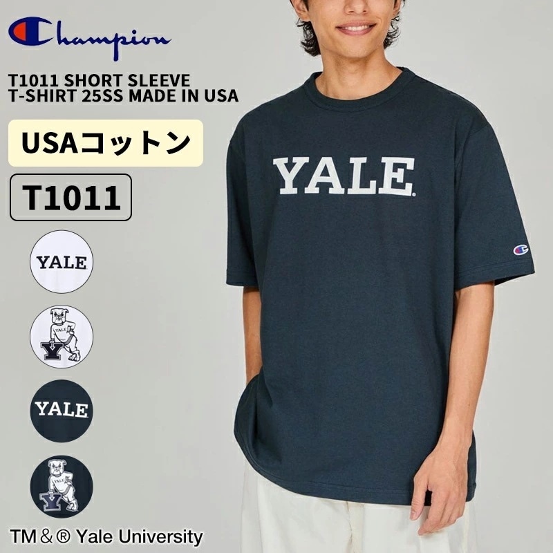 チャンピオン T1011 メンズ 半袖 カレッジ プリント Tシャツ YALE イェール大学 Champion ショートスリーブTシャツ 25SS MADE IN USA C5-B306