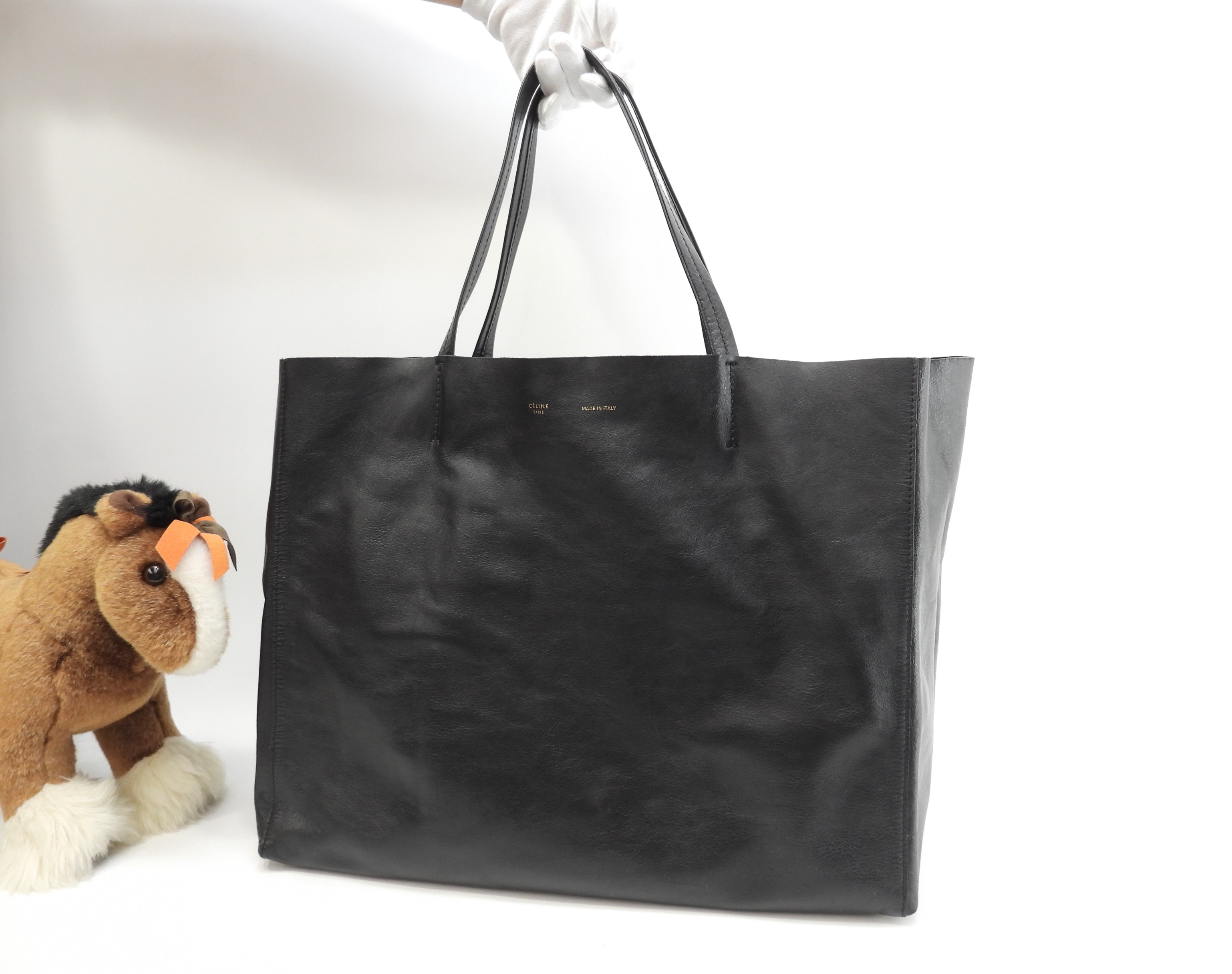 カバホリゾンタル スムースレザー 黒 トートバッグ ショルダーバッグ大@U-PA-1121