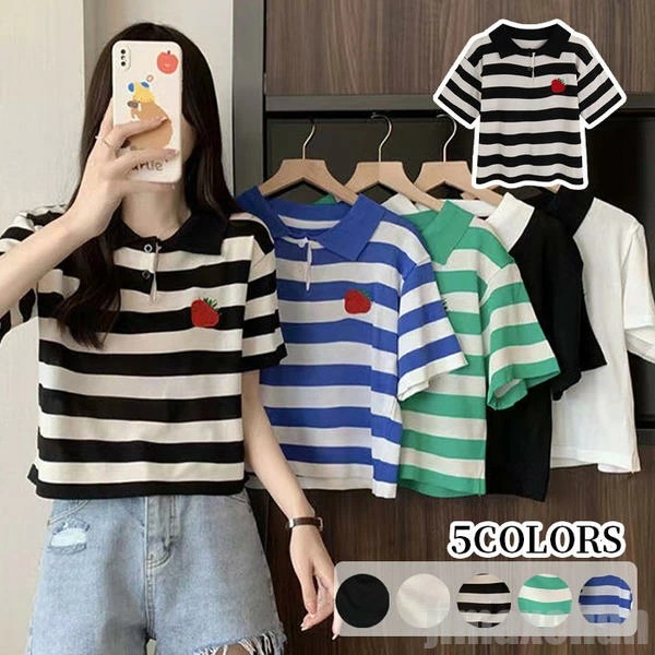 新生活 気楽 ポロシャツ レディース Tシャツ ニット 半袖 ポロ 半袖Tシャツ 半袖ポロシャツ 半T ニットｔシャツ カットソー トップス ベーシック ショート丈 春 夏 スポーツ 高